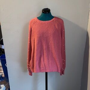 NY Collection Pink Crew Neck Sweater